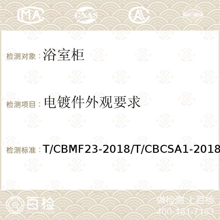 电镀件外观要求 T/CBMF23-2018/T/CBCSA1-2018 浴室柜
