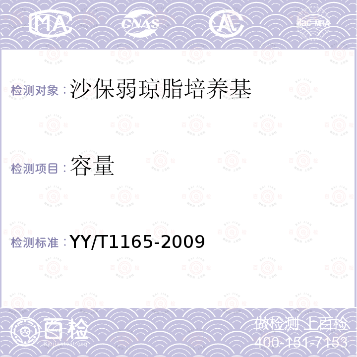 容量 YY/T 1165-2009 沙保弱琼脂培养基