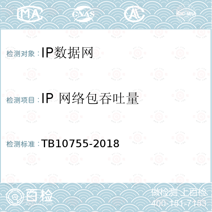 IP 网络包吞吐量 高速铁路通信工程施工质量验收标准