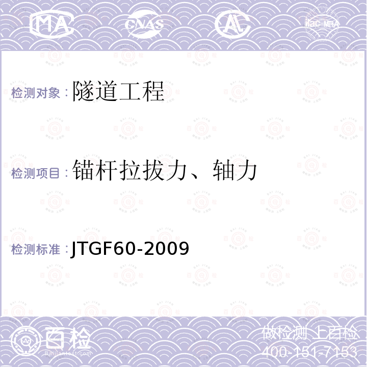 锚杆拉拔力、轴力 JTG F60-2009 公路隧道施工技术规范(附条文说明)