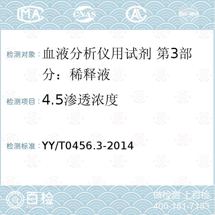 4.5渗透浓度 YY/T 0456.3-2014 血液分析仪用试剂 第3部分 稀释剂