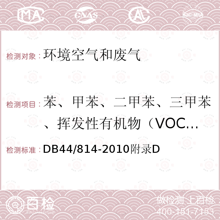 苯、甲苯、二甲苯、三甲苯、挥发性有机物（VOCs） 家具制造行业挥发性有机化合物排放标准