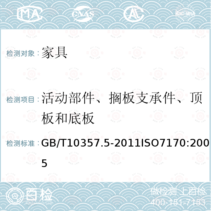 活动部件、搁板支承件、顶板和底板 家具力学性能试验 第5部分：柜类强度和耐久性