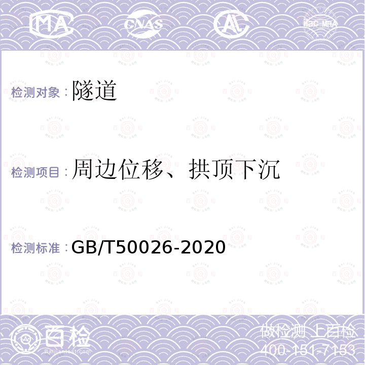 周边位移、拱顶下沉 GB 50026-2020 工程测量标准