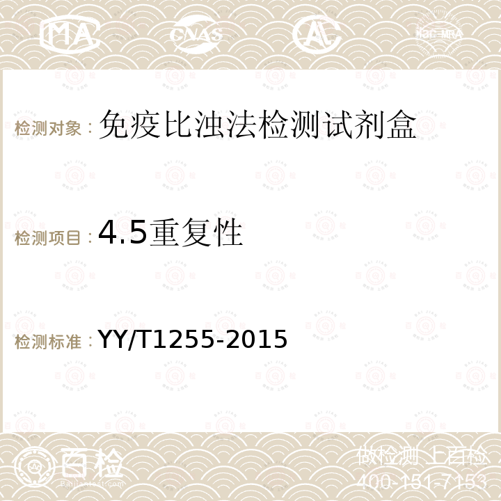 4.5重复性 YY/T 1255-2015 免疫比浊法检测试剂(盒)(透射法)