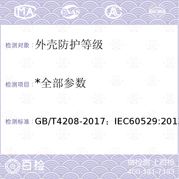 *全部参数 GB 4208-1993 外壳防护等级(IP代码)