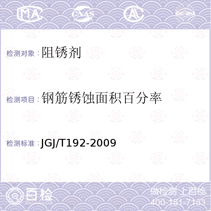 钢筋锈蚀面积百分率 JGJ/T 192-2009 钢筋阻锈剂应用技术规程(附条文说明)