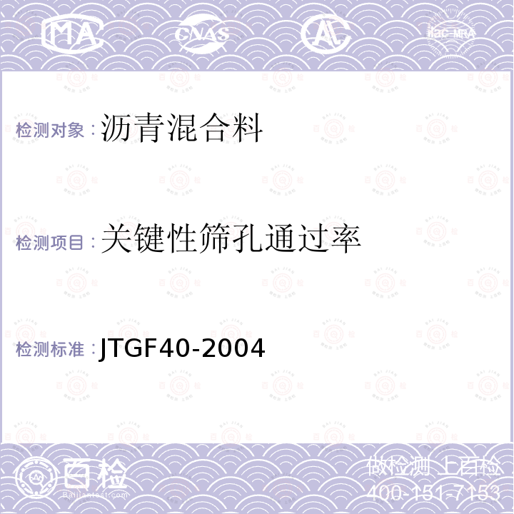 关键性筛孔通过率 JTG F40-2004 公路沥青路面施工技术规范