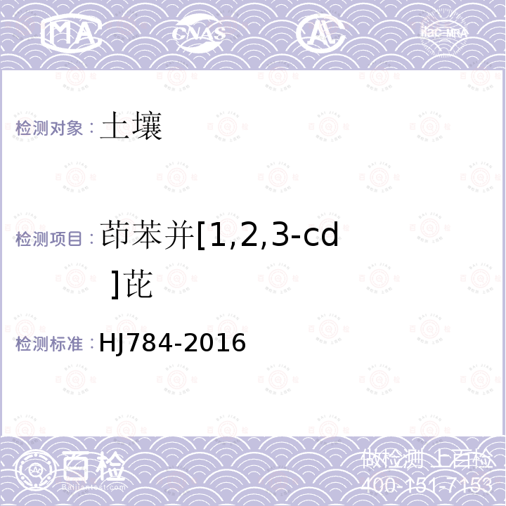 茚苯并[1,2,3-cd ]芘 HJ 784-2016 土壤和沉积物 多环芳烃的测定 高效液相色谱法