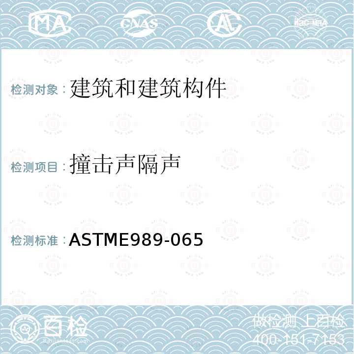 撞击声隔声 ASTME989-065 评价分级标准