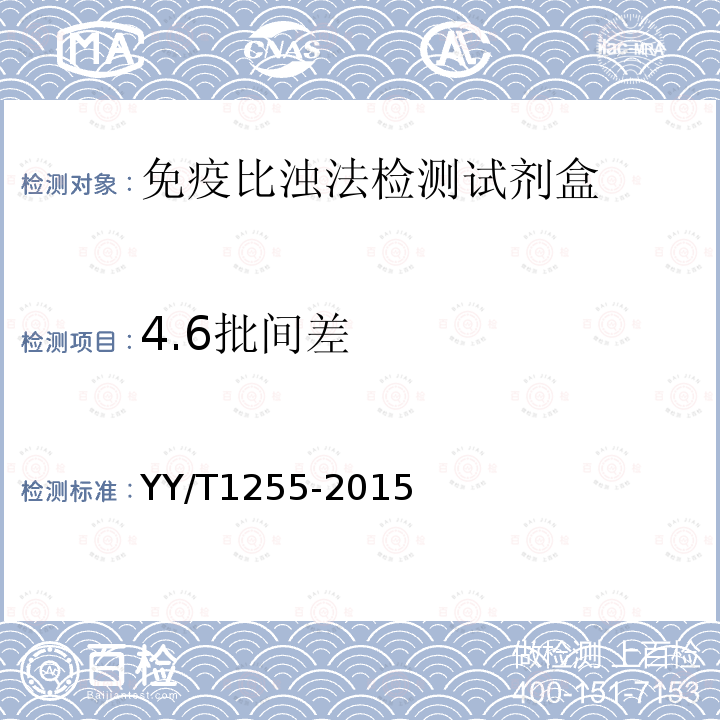 4.6批间差 YY/T 1255-2015 免疫比浊法检测试剂(盒)(透射法)