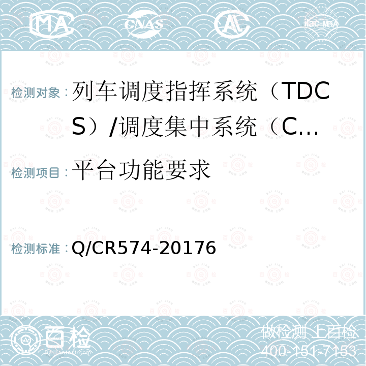 平台功能要求 列车调度指挥系统（TDCS）/调度集中系统（CTC）综合维护平台技术规范