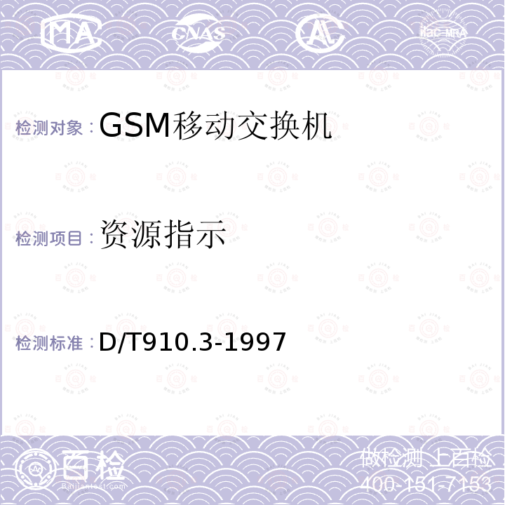 资源指示 900/1800MHz TDMA数字蜂窝移动通信网移动业务交换中心与基站子系统间接口第二阶段技术规范