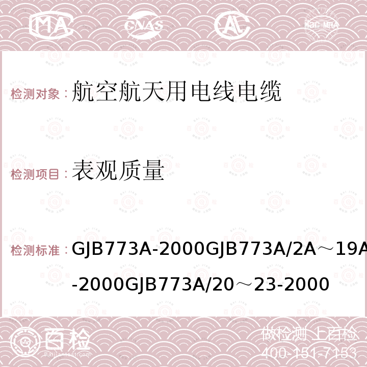 表观质量 航空航天用含氟聚合物绝缘电线电缆