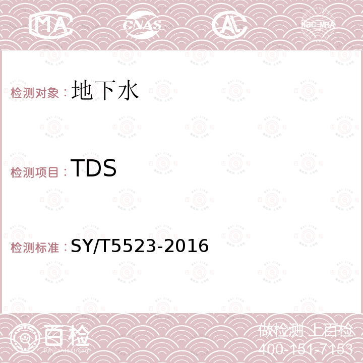 TDS SY/T 5523-2016 油田水分析方法