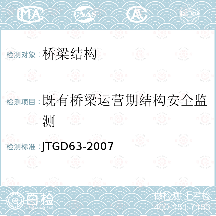 既有桥梁运营期结构安全监测 JTG D63-2007 公路桥涵地基与基础设计规范(附英文版)