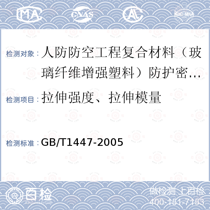 拉伸强度、拉伸模量 纤维增强塑料拉伸性能试验方法