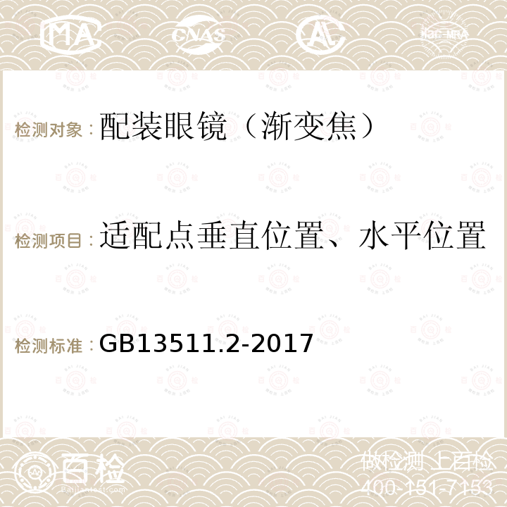 适配点垂直位置、水平位置 配装眼镜第二部分：渐变焦