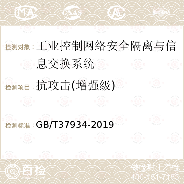 抗攻击(增强级) GB/T 37934-2019 信息安全技术 工业控制网络安全隔离与信息交换系统安全技术要求