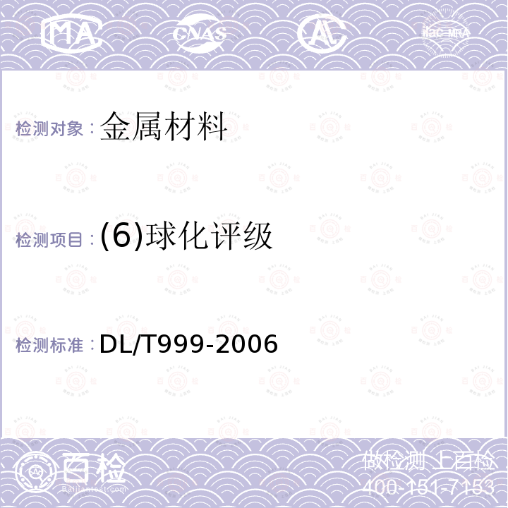 (6)球化评级 DL/T 999-2006 电站用2.25Cr-1Mo钢球化评级标准
