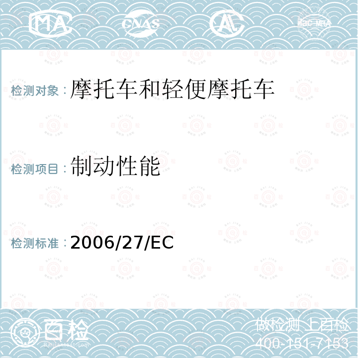 制动性能 适用于指令93/14/EEC 93/34/EEC 95/1/EC 97/24/EC的技术进步的修订