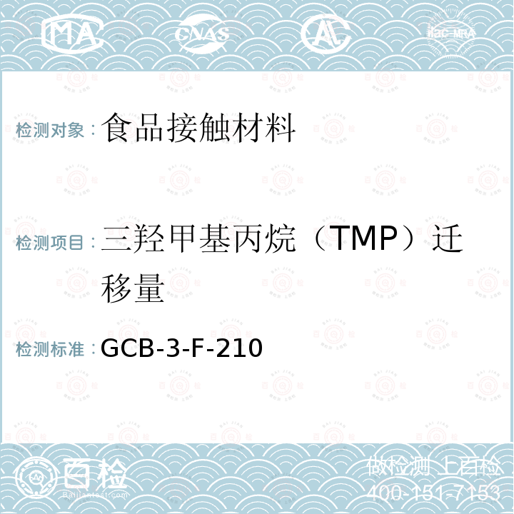 三羟甲基丙烷（TMP）迁移量 食品接触材料及制品 三羟甲基丙烷（TMP）迁移量测定作业指导书