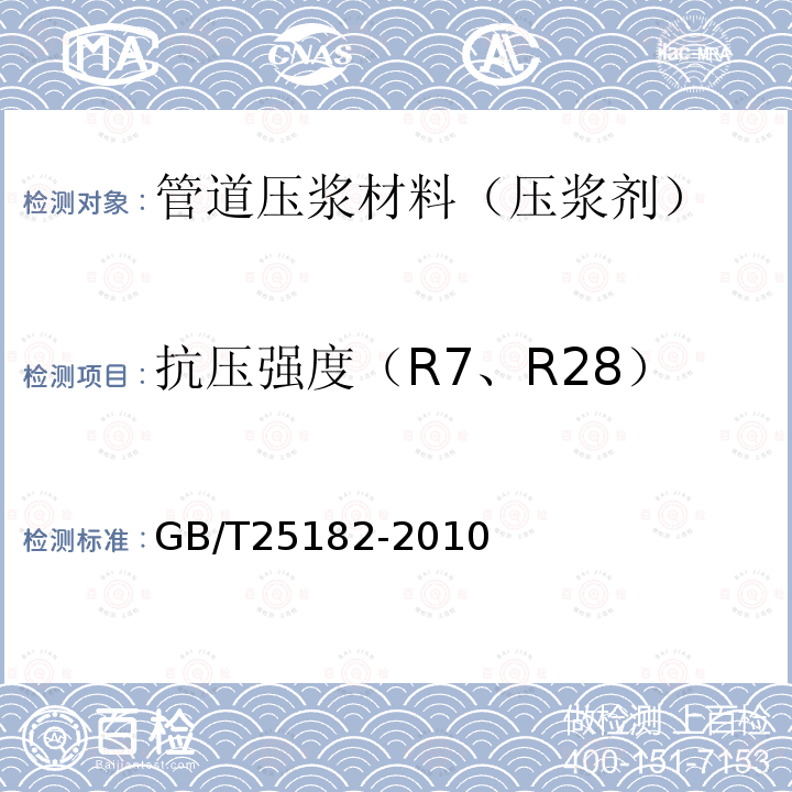 抗压强度（R7、R28） 预应力孔道灌浆剂