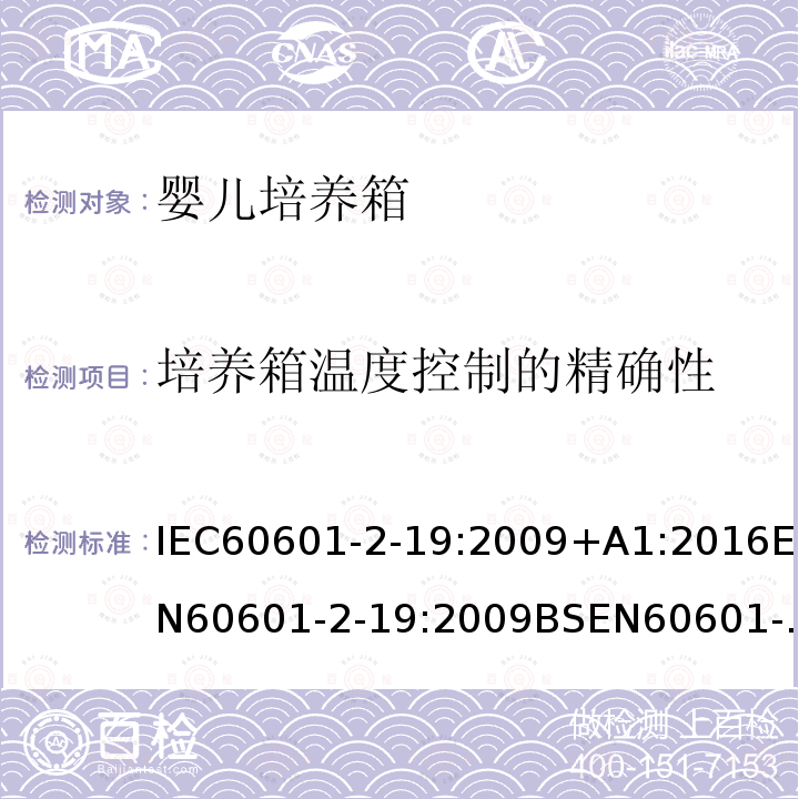 培养箱温度控制的精确性 医用电气设备 第2-19部分:婴儿培养箱基本安全和基本性能的专用要求