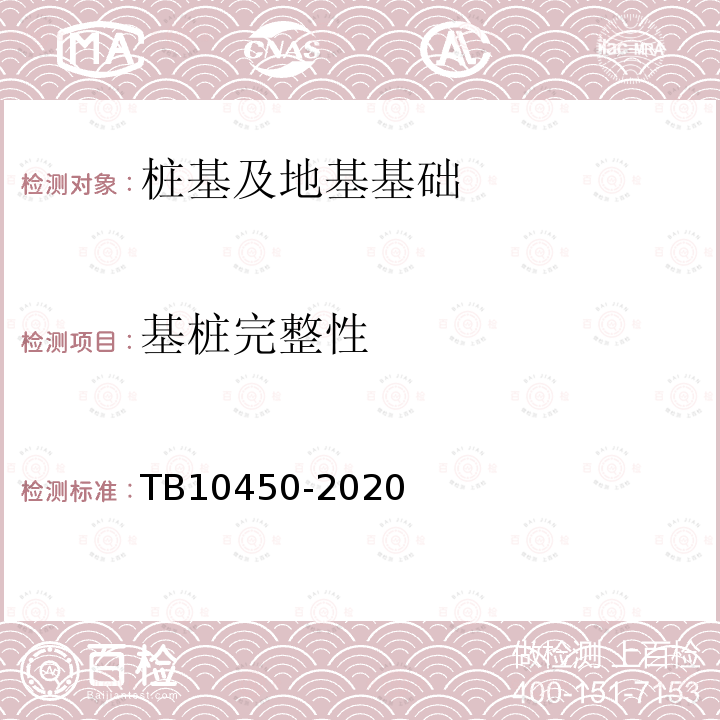 基桩完整性 TB 10450-2020 铁路路基支挡结构检测规程(附条文说明)