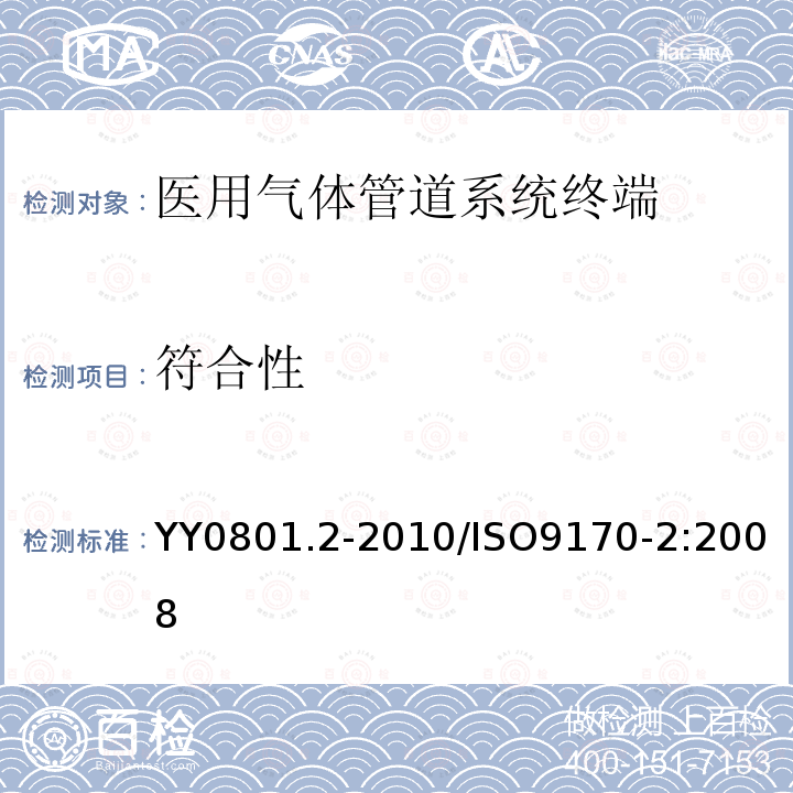 符合性 医用气体管道系统终端 第2部分：用于麻醉气体净化系统的终端