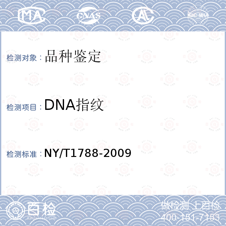 DNA指纹 NY/T 1788-2009 大豆品种纯度鉴定技术规程 SSR分子标记法
