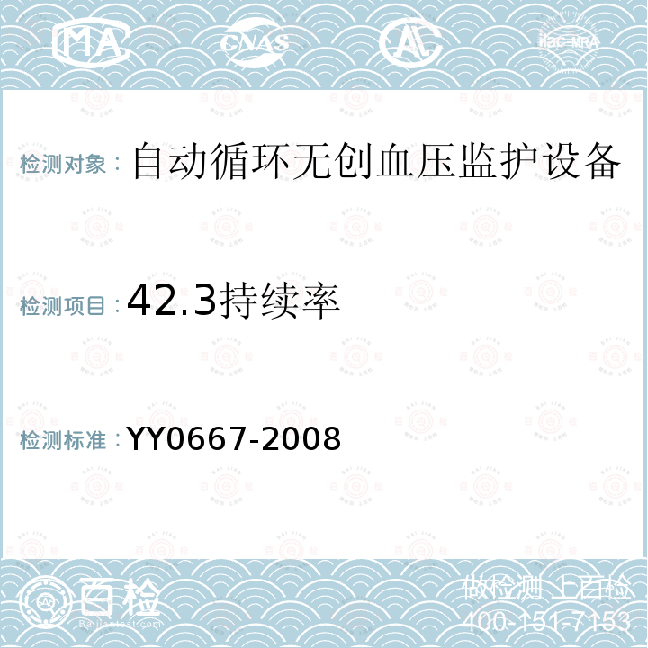 42.3持续率 YY 0667-2008 医用电气设备 第2-30部分:自动循环无创血压监护设备的安全和基本性能专用要求