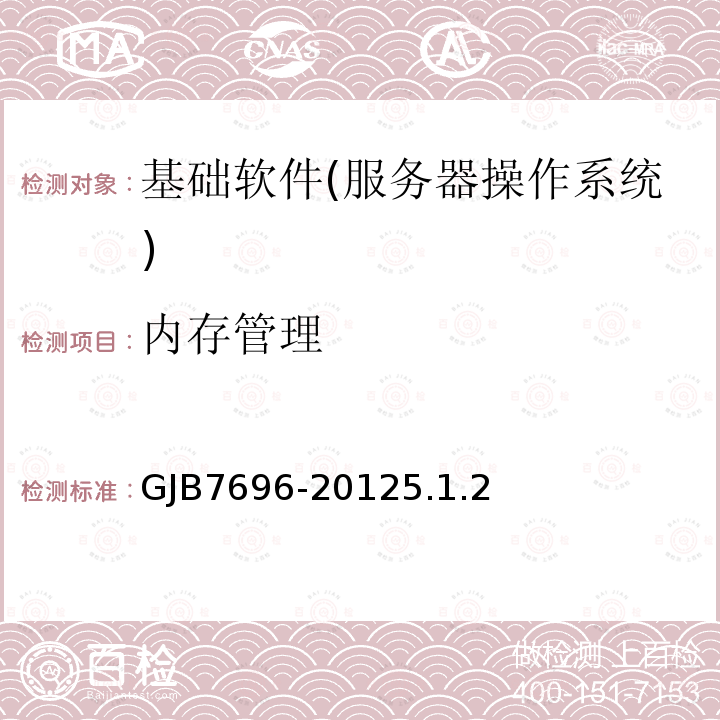 内存管理 GJB7696-20125.1.2 军用服务器操作系统测评要求