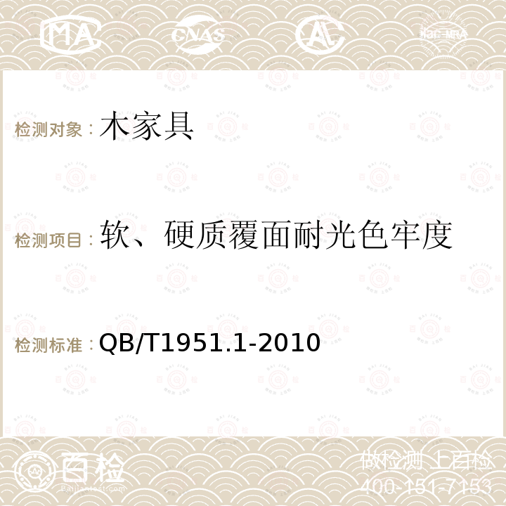 软、硬质覆面耐光色牢度 木家具 质量检验及质量评定