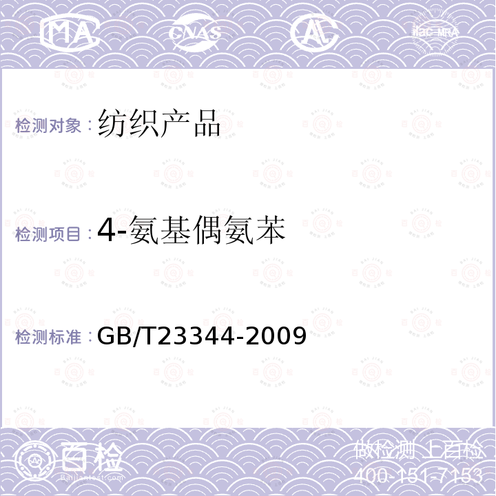 4-氨基偶氨苯 GB/T 23344-2009 纺织品 4-氨基偶氮苯的测定