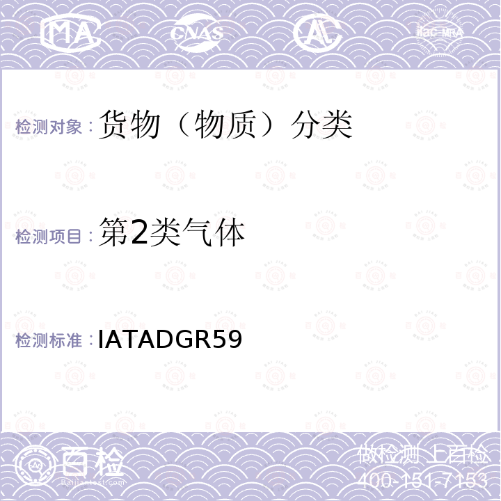 第2类气体 IATADGR59 国际航空运输协会(IATA)  危险品规则 （59th）