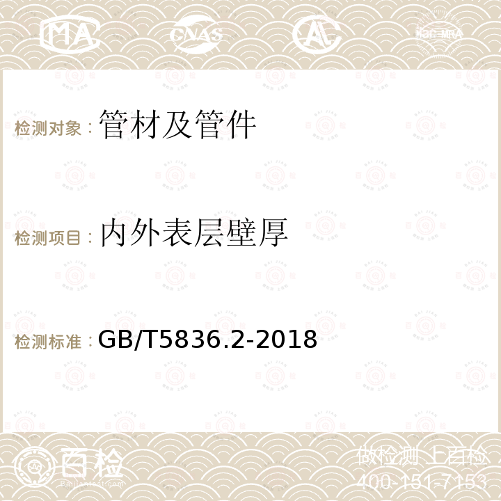 内外表层壁厚 GB/T 5836.2-2018 建筑排水用硬聚氯乙烯(PVC-U)管件