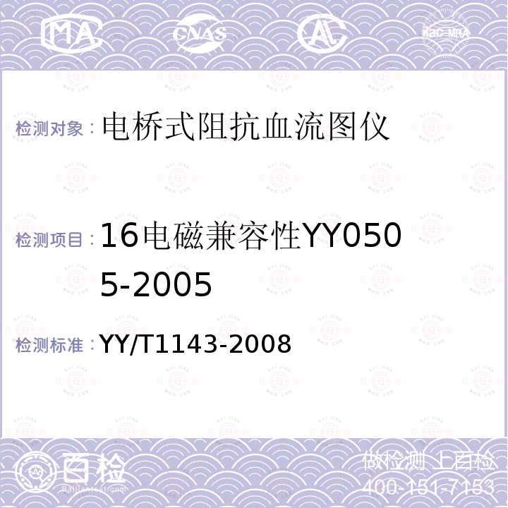 16电磁兼容性YY0505-2005 YY/T 1143-2008 电桥式阻抗血流图仪