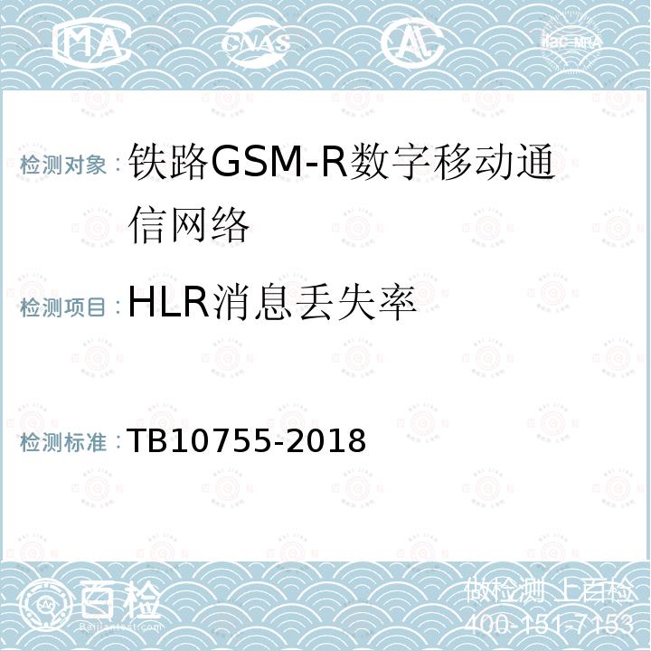 HLR消息丢失率 高速铁路通信工程施工质量验收标准