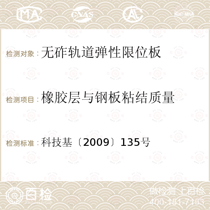 橡胶层与钢板粘结质量 客运专线铁路CRTSⅡ型板式无砟轨道弹性限位板暂行技术条件 第4.5.2条