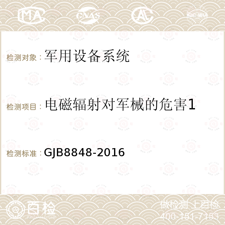 电磁辐射对军械的危害1 GJB8848-2016 系统电磁环境效应试验方法