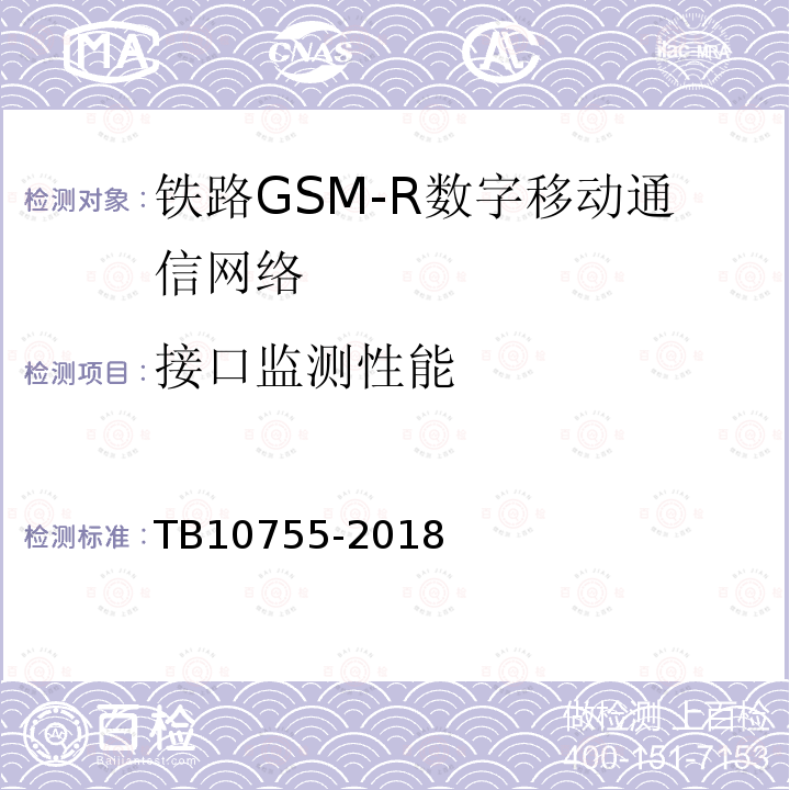 接口监测性能 TB 10755-2018 高速铁路通信工程施工质量验收标准(附条文说明)