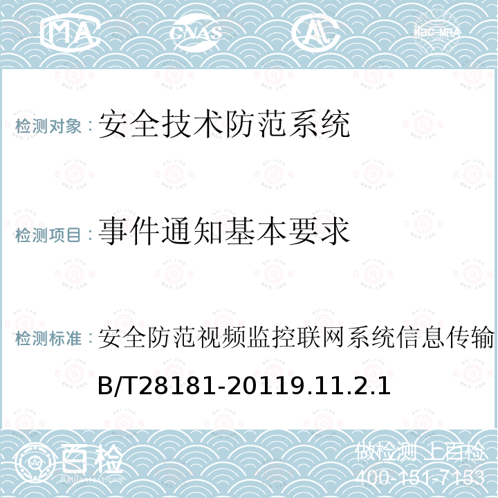 事件通知基本要求 GB/T 28181-2011 安全防范视频监控联网系统 信息传输、交换、控制技术要求