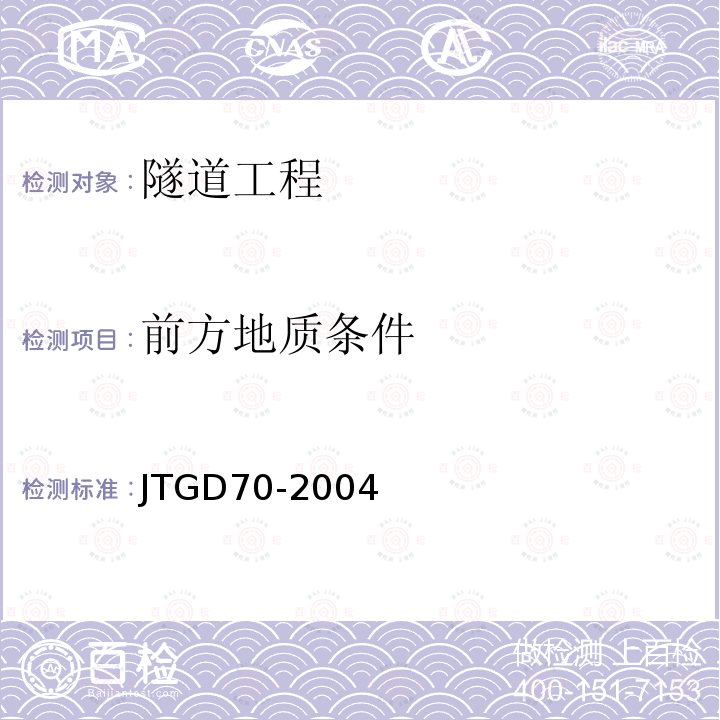 前方地质条件 JTG D70-2004 公路隧道设计规范(附英文版)