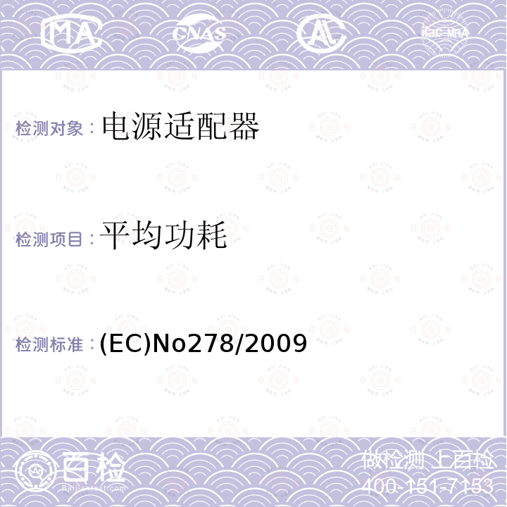 平均功耗 (EC)No278/2009 外部电源的能效指令