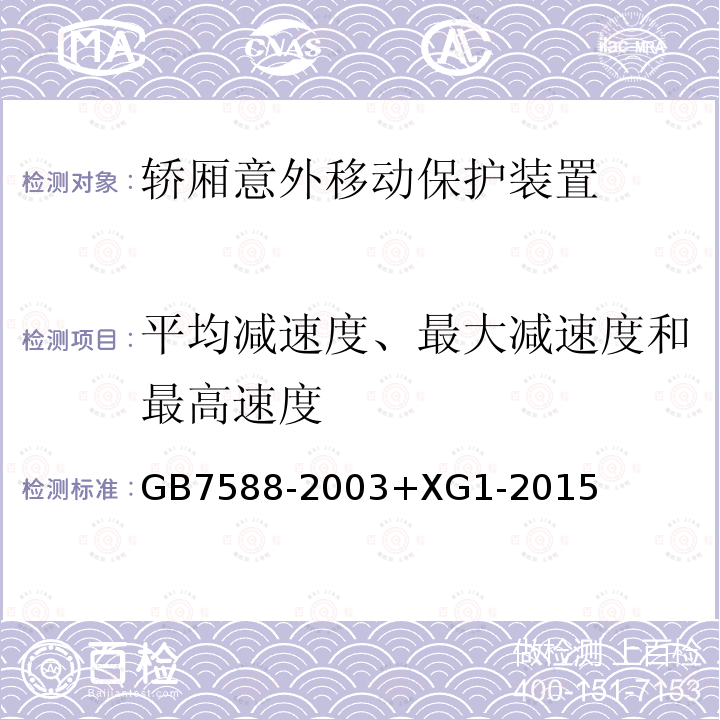 平均減速度、最大減速度和最高速度 電梯制造與安裝安全規(guī)范