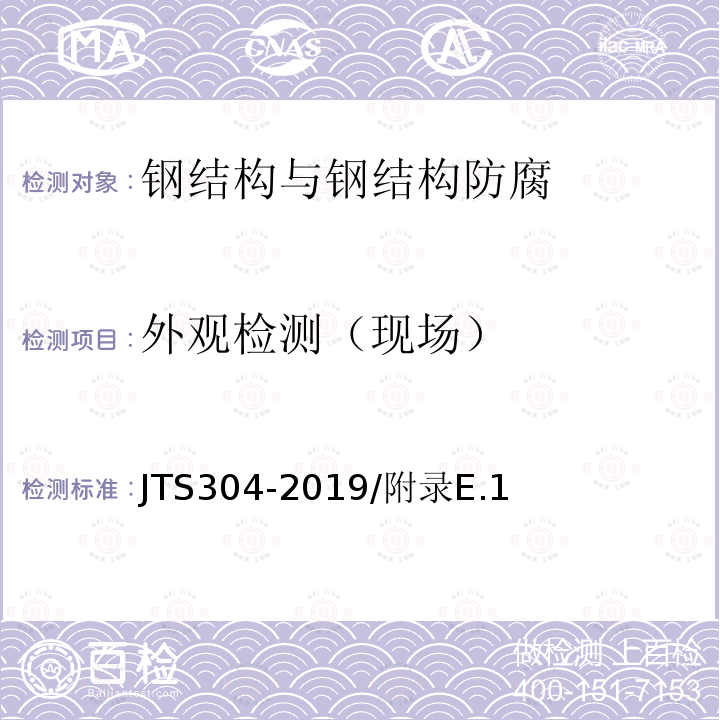 外观检测（现场） JTS 304-2019 水运工程水工建筑物检测与评估技术规范(附条文说明)