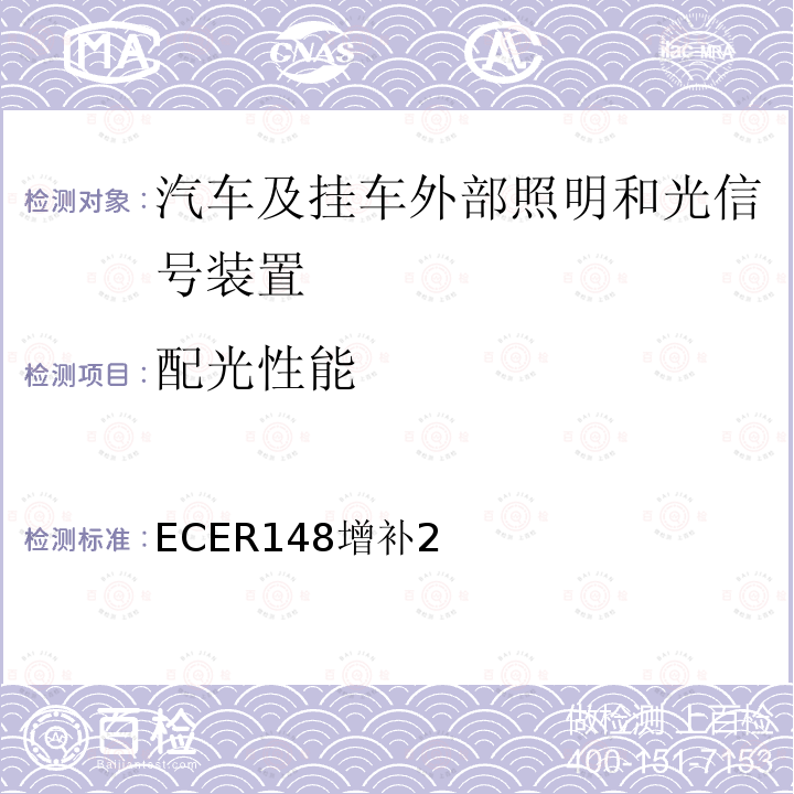配光性能 ECER148增补2 关于批准机动车及其挂车光信号装置（灯）的统一规定