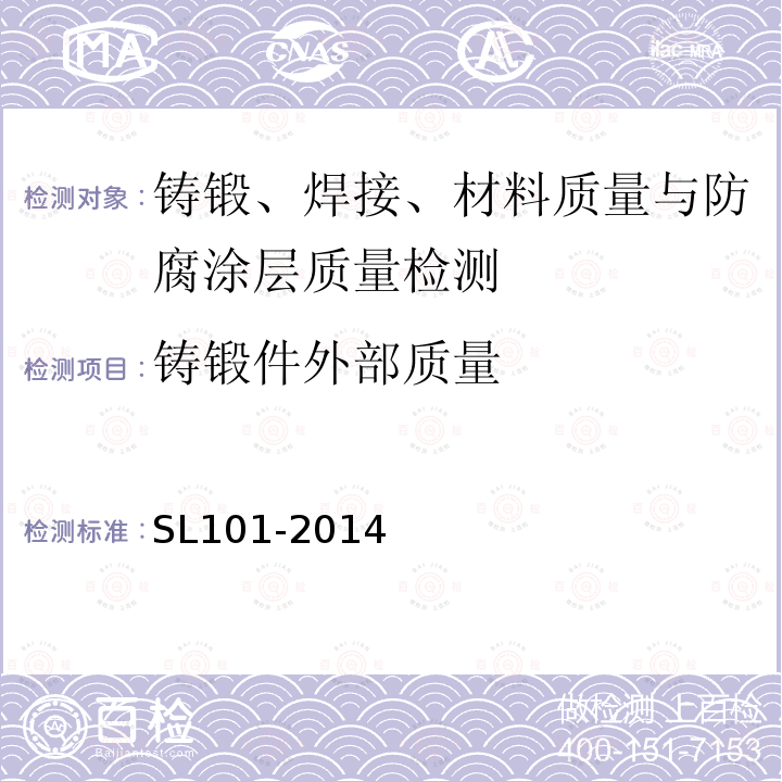 铸锻件外部质量 水工钢闸门和启闭机安全检测技术规程