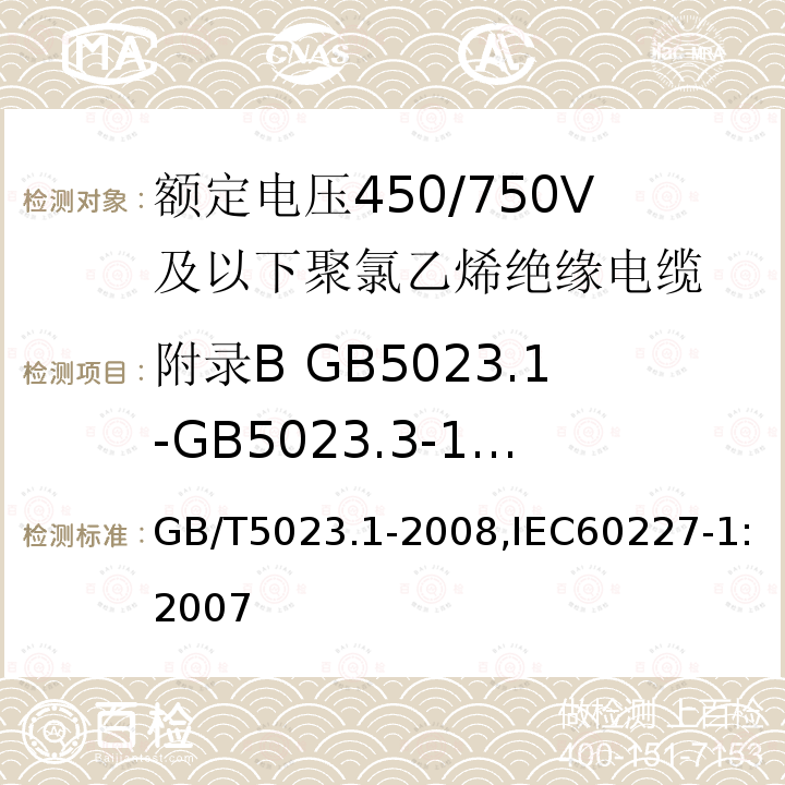 附录B GB5023.1-GB5023.3-1985产品型号的表示方法及与GB/T5023-2008产品型号的对照 额定电压450750V及以下聚氯乙烯绝缘电缆 第1部分 一般要求